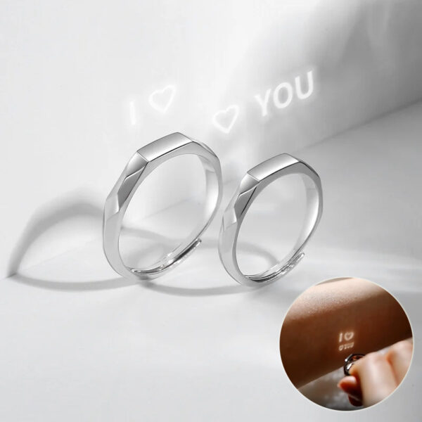 Sterling Silver Rings with Light-Reflecting Surprise Love Pattern – Hidden Design, Romantic New Jewelry -S925 - Image 4