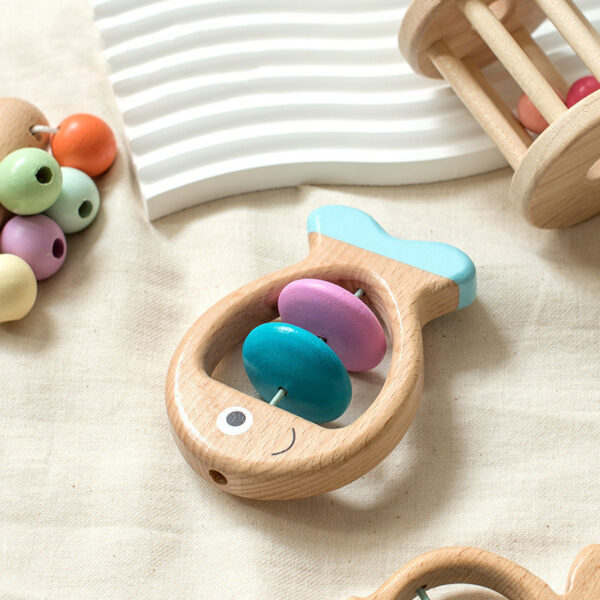 Wooden Baby Toy Set – Colored 5-Piece Set - Image 2