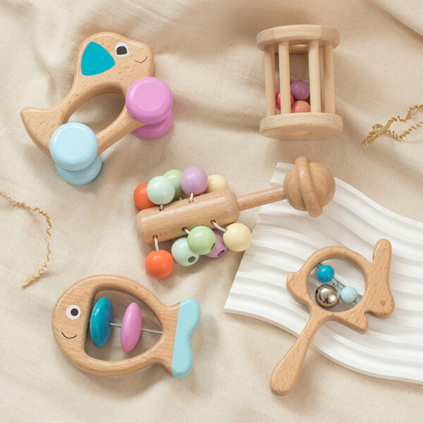 Wooden Baby Toy Set – Colored 5-Piece Set