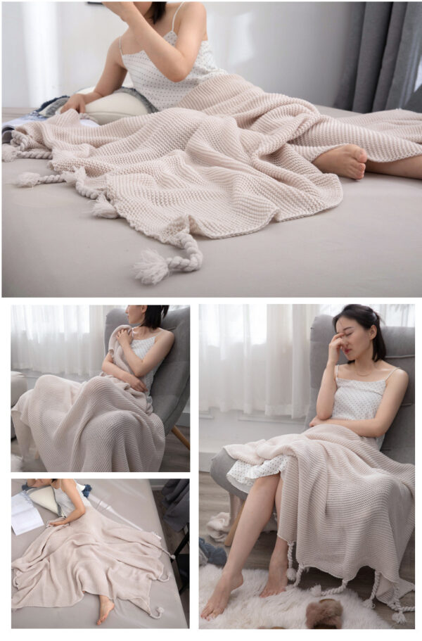 Knitted Office Sofas Wool Blanket - Image 9