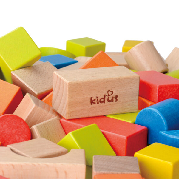 KIDUS 80-Piece Beech Wood Building Blocks Set - Image 3