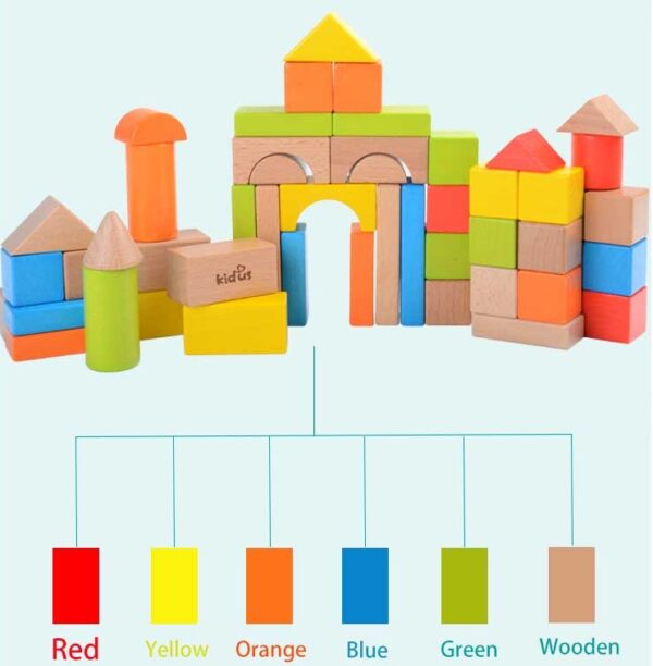 KIDUS 80-Piece Beech Wood Building Blocks Set - Image 2