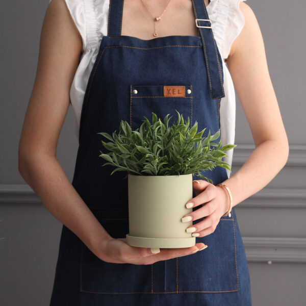 Colorful Ceramic Flowerpot with Drainage Hole and Tray - Image 8