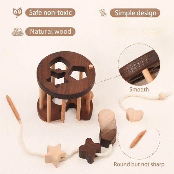 Creative Wooden Baby Threading Game with Ringing Bell – 3-in-1 Toy - Image 7