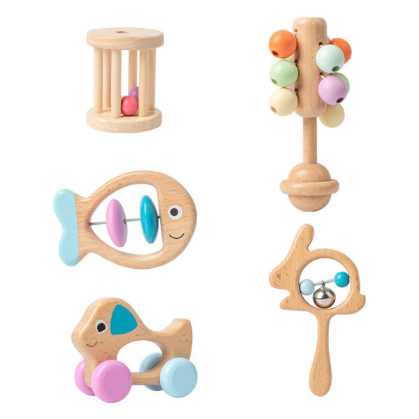 Wooden Baby Toy Set – Colored 5-Piece Set - Image 4