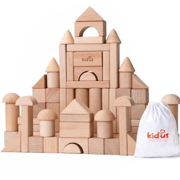 KIDUS 80-Piece Beech Wood Building Blocks Set - Image 4