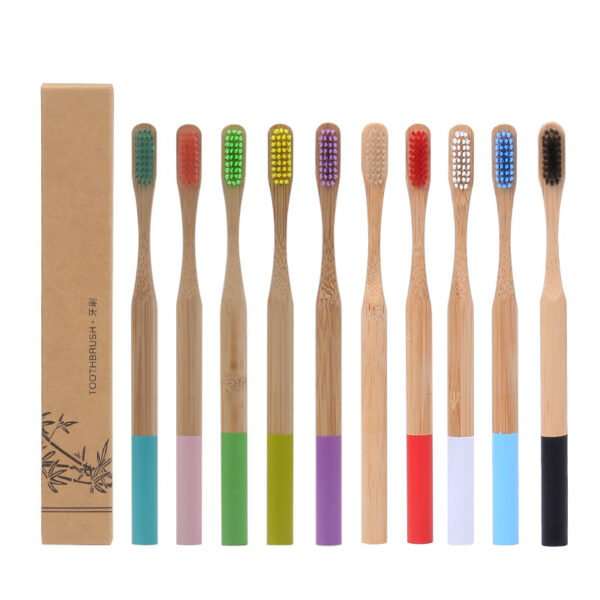 Toothbrush with Natural Round Bamboo Handle