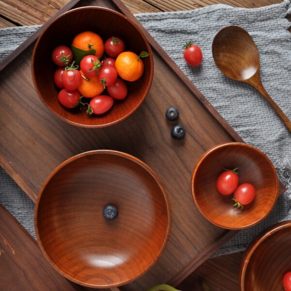 Solid Wood Soup and Noodle Bowl – Large and Small Sizes, Household Tableware - Image 6