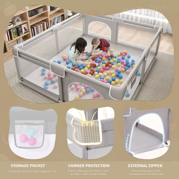 Baby Playpen with Mat – Activity Centre, Indoor/Outdoor Toddler and Baby Fence - Image 7