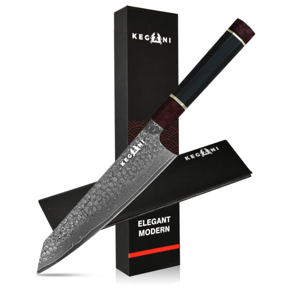 Kegani Kiritsuke Knife - 8-Inch Professional Japanese Chef's Knife, 67-Layer VG-10 Damascus Steel, Ultra-Sharp  Blade