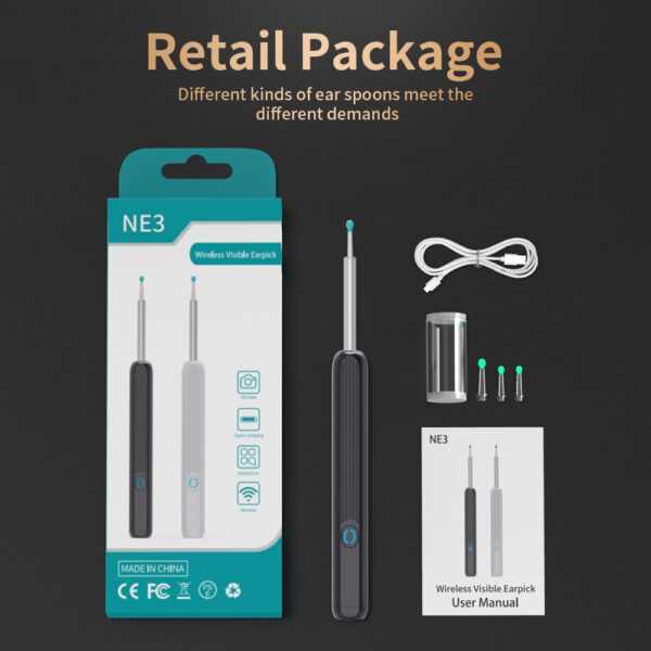 NE3 Wireless Ear Cleaner with Otoscope, Camera, and LED Light – Ear Wax Removal Kit - Image 10