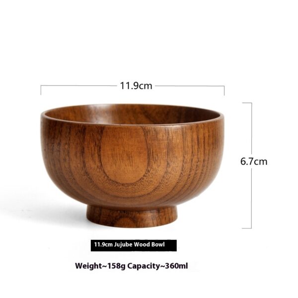 Solid Wood Soup and Noodle Bowl – Large and Small Sizes, Household Tableware - Image 4