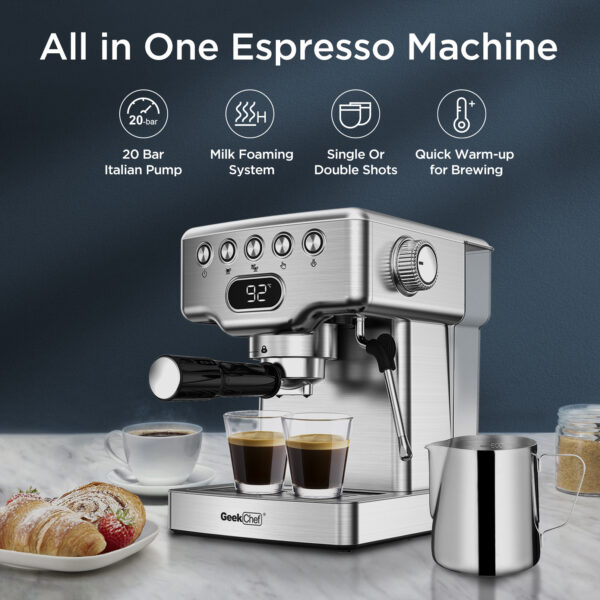 Geek Chef 20-Bar Espresso Machine with Milk Frother