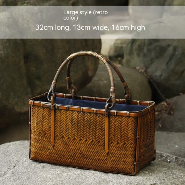 Vintage Japanese Bamboo Woven Handbag - Image 6