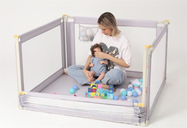 Baby Play Mat Fence – Protective Infant Toddler Fence with Adjustable Height, Large Size 120x120x68cm