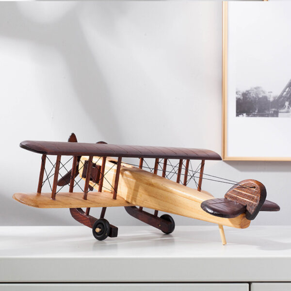 Creative Retro Wooden Airplane Model Ornaments - Image 3