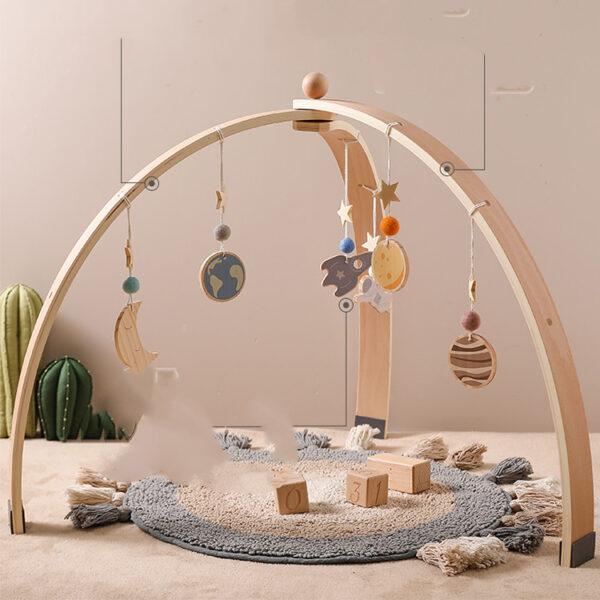 Triangle Wooden Rack – Newborn Baby Crib Toy - Image 2