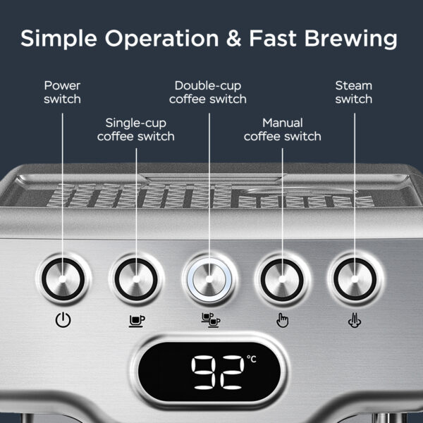 Geek Chef 20-Bar Espresso Machine with Milk Frother - Image 5