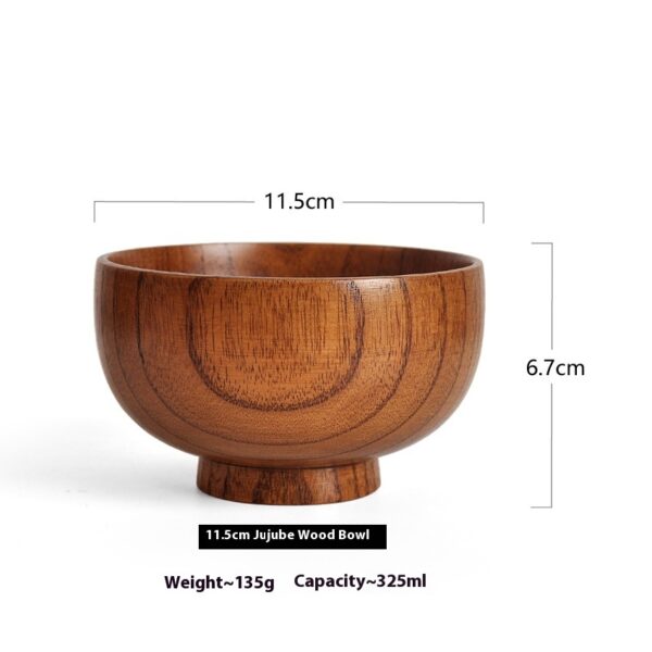 Solid Wood Soup and Noodle Bowl – Large and Small Sizes, Household Tableware - Image 3