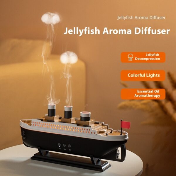 Creative Retro Ship Aroma Diffuser & Ultrasonic Humidifier with Spit Smoke Ring Effect