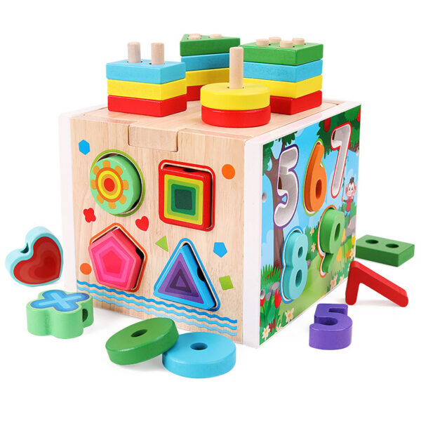 Multicolor Wooden Geometric Shapes Box