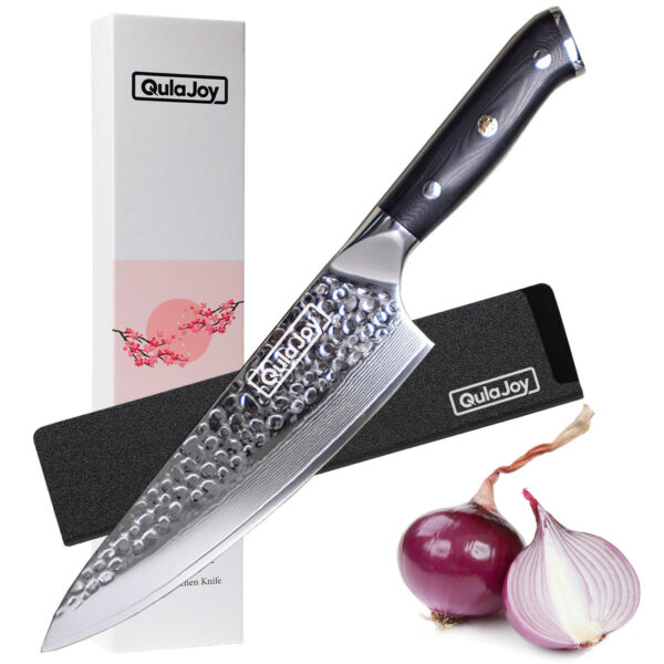 Japanese Chef Knife VG-10 Damascus 67-Layer Blade, Ultra-Sharp Hammered Master Chef’s Knife