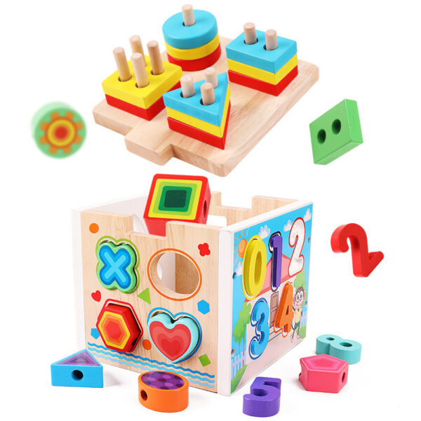 Multicolor Wooden Geometric Shapes Box - Image 2