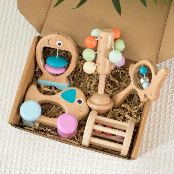 Wooden Baby Toy Set – Colored 5-Piece Set - Image 5