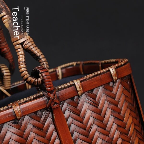 Vintage Japanese Bamboo Woven Handbag - Image 3