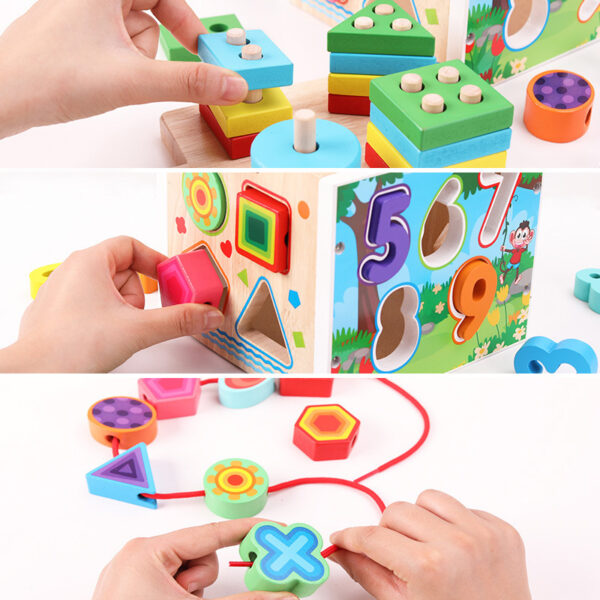 Multicolor Wooden Geometric Shapes Box - Image 4