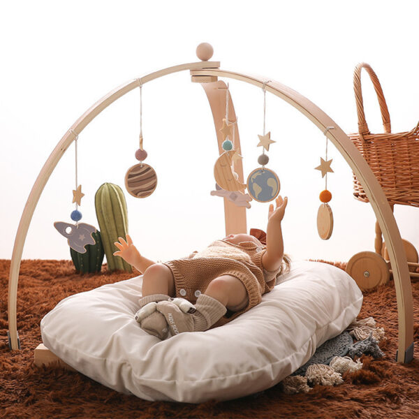 Triangle Wooden Rack – Newborn Baby Crib Toy - Image 4